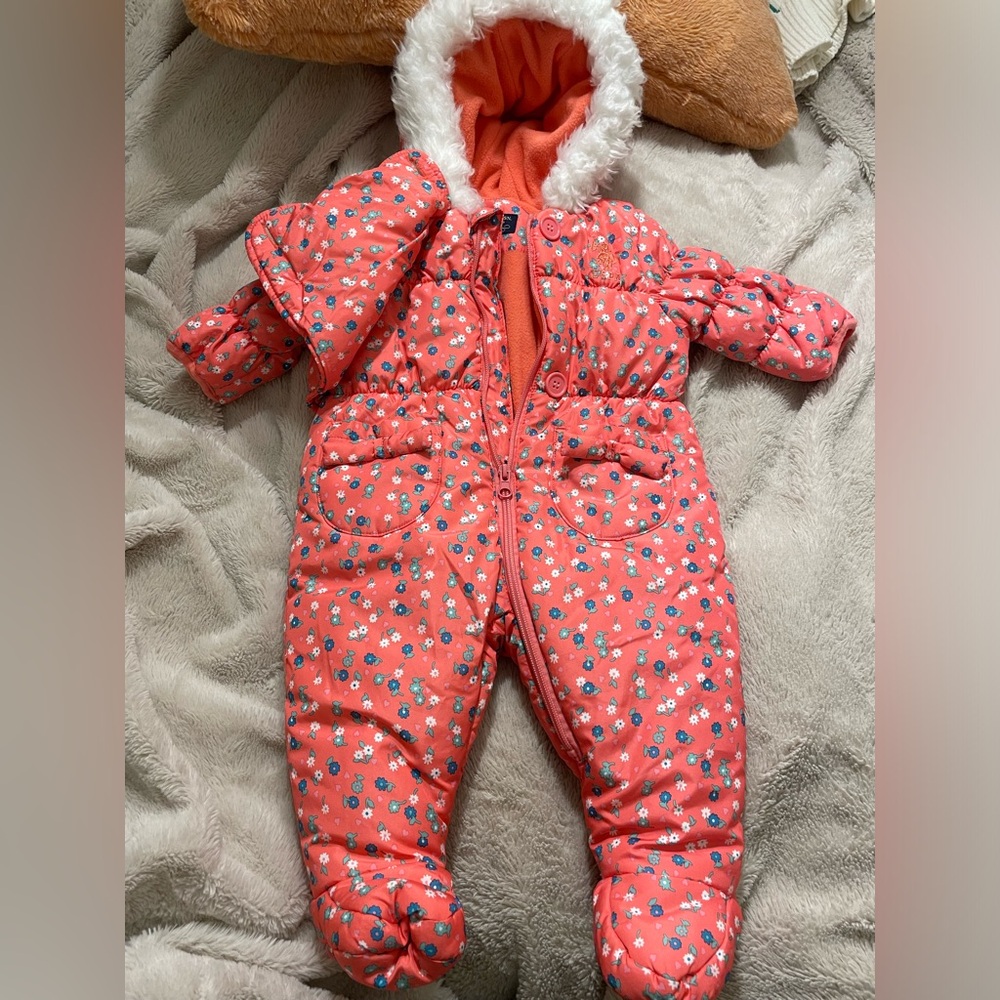 EUC U.S. Polo ASSN Baby Girl Floral Snowsuit